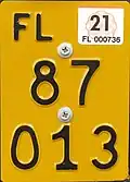 Liechtenstein moped license plate