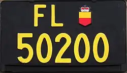 Short-term registration plate, rear plate, square format.