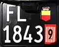 Temporary motorcycle license plate of Liechtenstein, with numbers above 1800