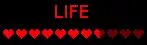 Eleven pixelated hearts are displayed, seven and a half of which are filled