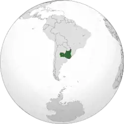Location of the Federal League overlaid with South America modern borders.