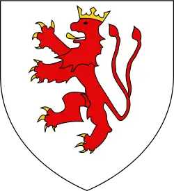 coat-of-arms of Waleran III as count of Limburg and Luxemburg (this is indicated by the two tails), in 1221