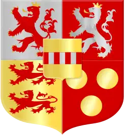 The current arms of the counts of Limburg Stirum display the arms of Berg/Limburg, Bronckhorst, Borculo, Wisch and Gemen.
