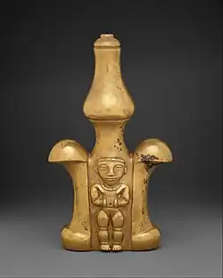 Lime container (poporo); 1st–7th century; gold; height: 22.9, width: 13.3&nbsp;cm; Metropolitan Museum of Art (New York City), New York)