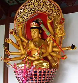 Statue of Zhunti Guanyin at Lingyin Temple in Hangzhou, China.
