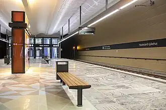Light rail underground station at Haukeland