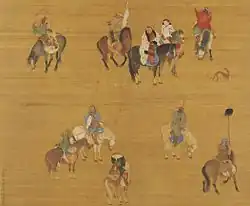 A painting by Liu Guandao depicting the Emperor Shizu of Yuan on a hunting expedition.
