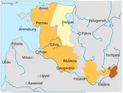Image 14Maximum reach of Muscovite occupation, 1577 (from History of Latvia)