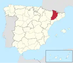 Map of Spain with the Province of Lérida highlighted