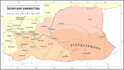 Map showing Tatar principalities in the 15th century, including Jagoldai