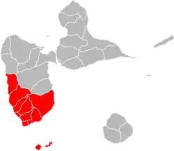 Location of Grand Sud Caraïbe within the department