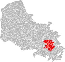 Location of Arras within the department