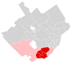 Quebec City map illustrating the location of Sainte Foy