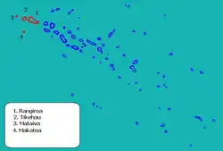 Location (in red) within the Tuamotu Archipelago