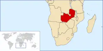 Location of Northern Rhodesia
