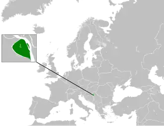 Location of the claimed territory of Liberland in Europe
