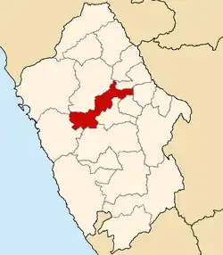 A map highlighting the Peruvian province of Yungay