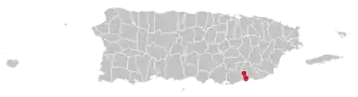 Map of Puerto Rico highlighting Arroyo Municipality
