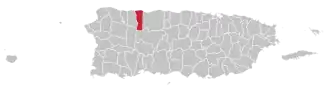 Map of Puerto Rico highlighting Hatillo Municipality