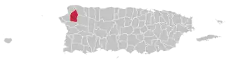 Map of Puerto Rico highlighting Moca Municipality