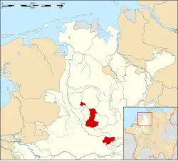 County of Tecklenburg with Rheda about 1560