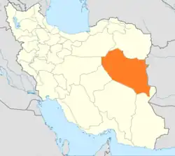 Map of Iran with South Khorasan highlighted