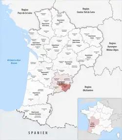 Location within the region Nouvelle-Aquitaine