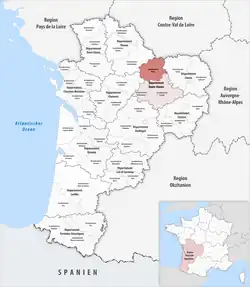 Location within the region Nouvelle-Aquitaine