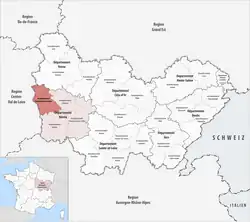 Location within the region Bourgogne-Franche-Comté