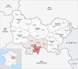 Location within the region Bourgogne-Franche-Comté