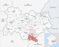 Location within the region Auvergne-Rhône-Alpes