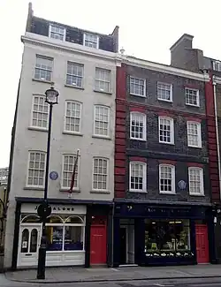 Front view of two houses on Brook Street, Mayfair
