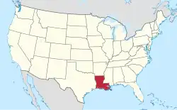 Location of Louisiana in the United States