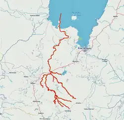 A map of Ethiopia, showing the course of the Blue Nile from its source to Lake Tana.