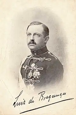 Prince Luís of Orléans-Braganza wearing the insignia of the Order and other orders and decorations