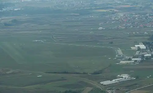Aerial view of airfield