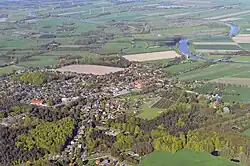 Aerial view in 2012 with Oste