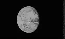 Image of the Earth taken by Lunar Orbiter 5, enhanced by LOIRP