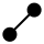 A box containing dots in its upper-right and lower-left corners, connected by a diagonal line
