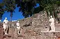 Statues lining the Roman Theatre
