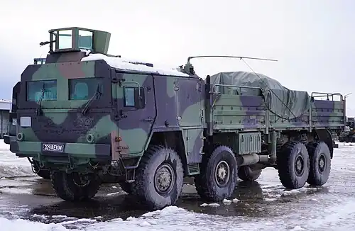 MAN Category 1 LKW 10 t mil gl (8x8) truck equipped with MSA (modularen Schutzausstattung, or modular protective equipment) used by the Estonian Defense Forces.