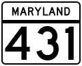 Maryland Route 431 marker