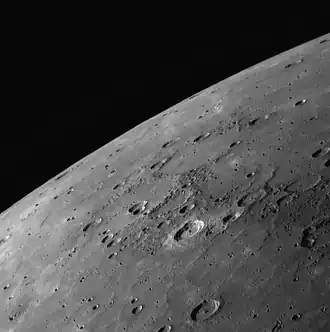 Smooth plains on Mercury imaged by MESSENGER during the third flyby of the planet.