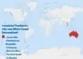 RED indicators of countries/territories won at MGI pageant as of January 2024.