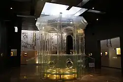 Reconstructed glass bimah of the Synagogue, Chmielnik, Poland