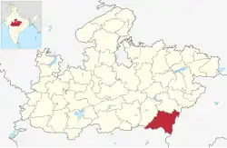 Location of Balaghat district in Madhya Pradesh