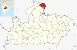 Location of Bhind district in Madhya Pradesh