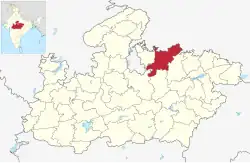 Location of Chhatarpur district in Madhya Pradesh
