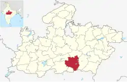 Location of Chhindwara district in Madhya Pradesh