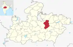 Location of Damoh district in Madhya Pradesh